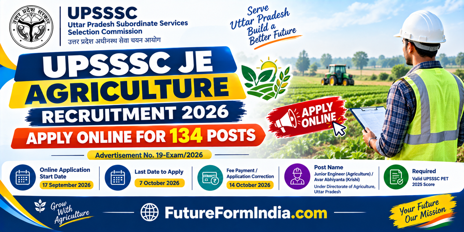 UPSSSC Junior Engineer Agriculture Recruitment 2026 – Apply Online